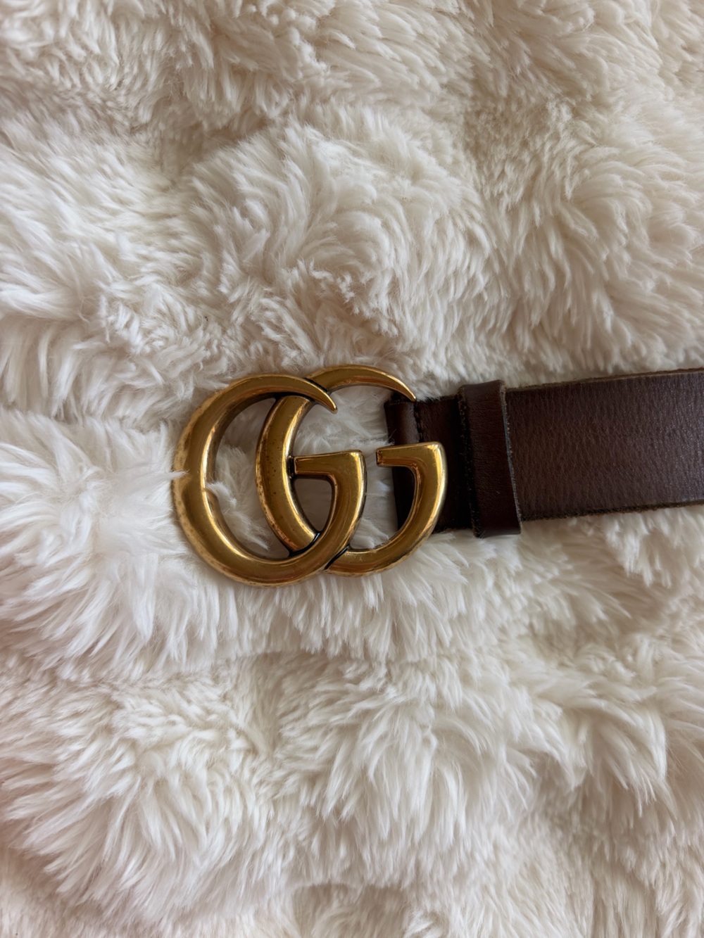 Gucci Brown Leather Belt with Gold Double G Buckle